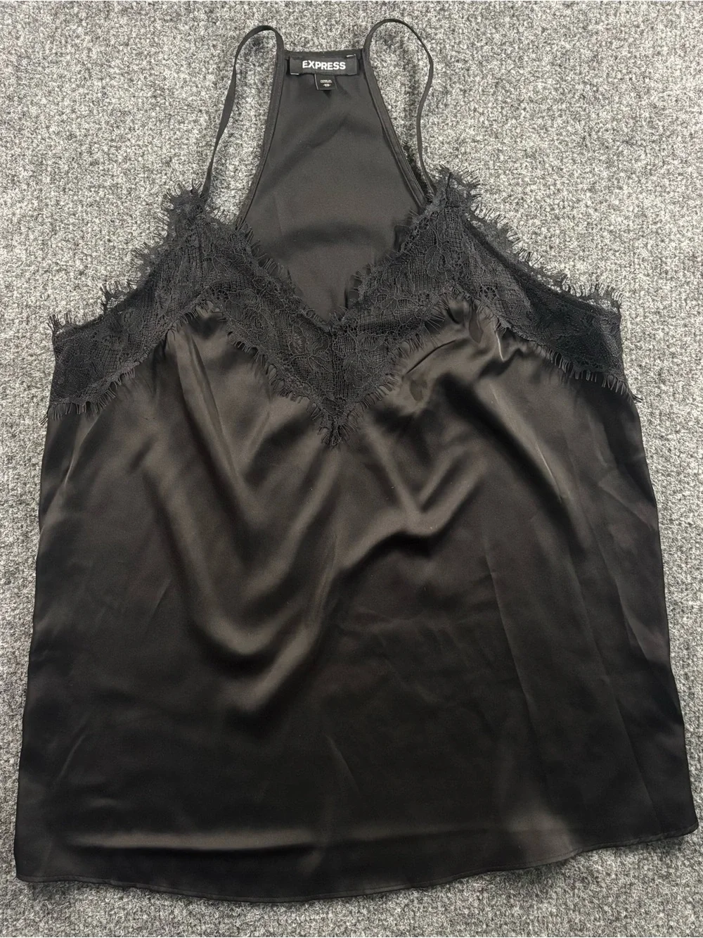 Express Black Satin Lace-Trim Camisole